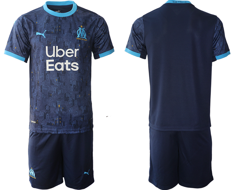 Men 2020-2021 club Marseille away blue blank Soccer Jerseys->customized soccer jersey->Custom Jersey
